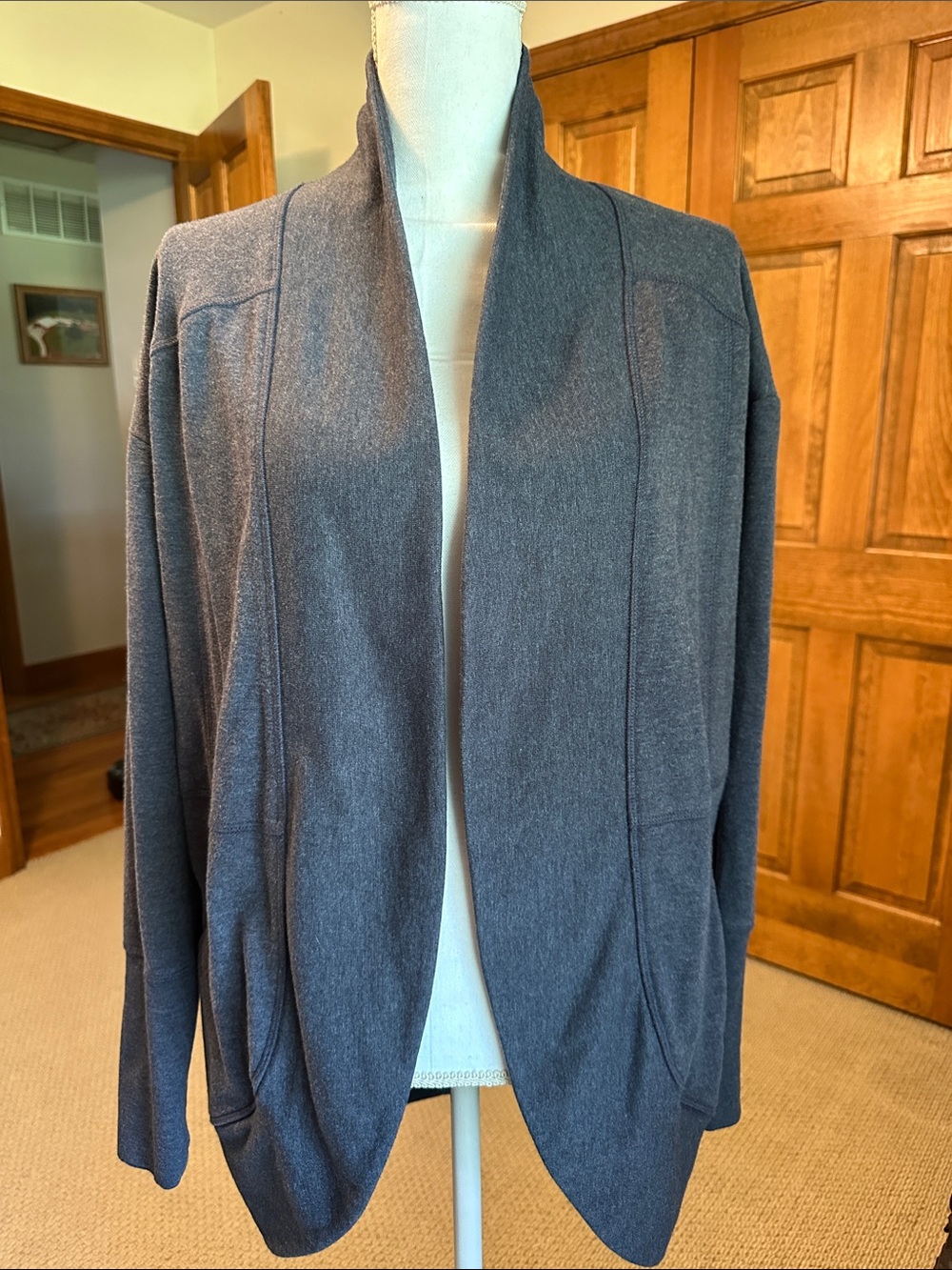 Eddie Bauer Open-Front Navy Women's Fleece Cardigan L